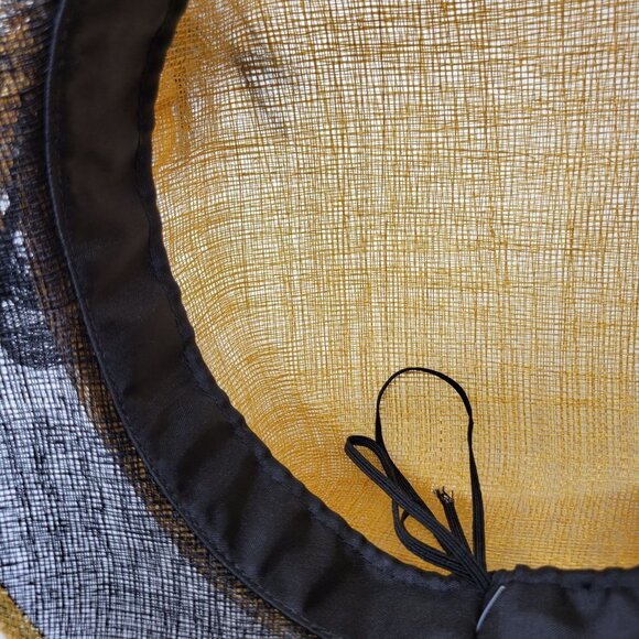 Beige and Black Twist Bow Knot Feathers Structured Sinamay Dress Hat Derby Hat - Picture 6 of 12